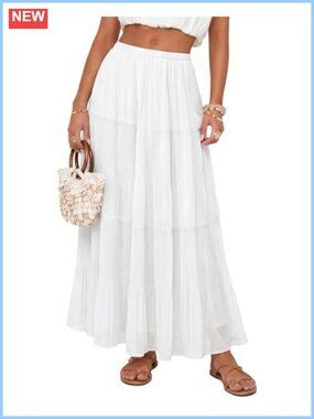 Chiffon Pleated Maxi Skirt High Waisted Flowy Long A-Line